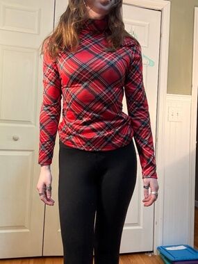 Plaid Long Sleeve Turtleneck top